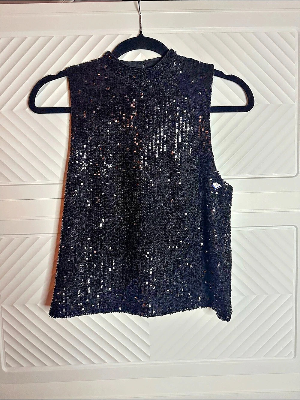 Lascana Black Sequin Sleeveless Top Black Size 8